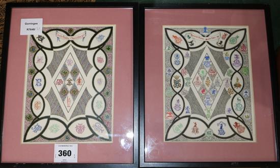 A pair of ink work Victorian crested letterhead works